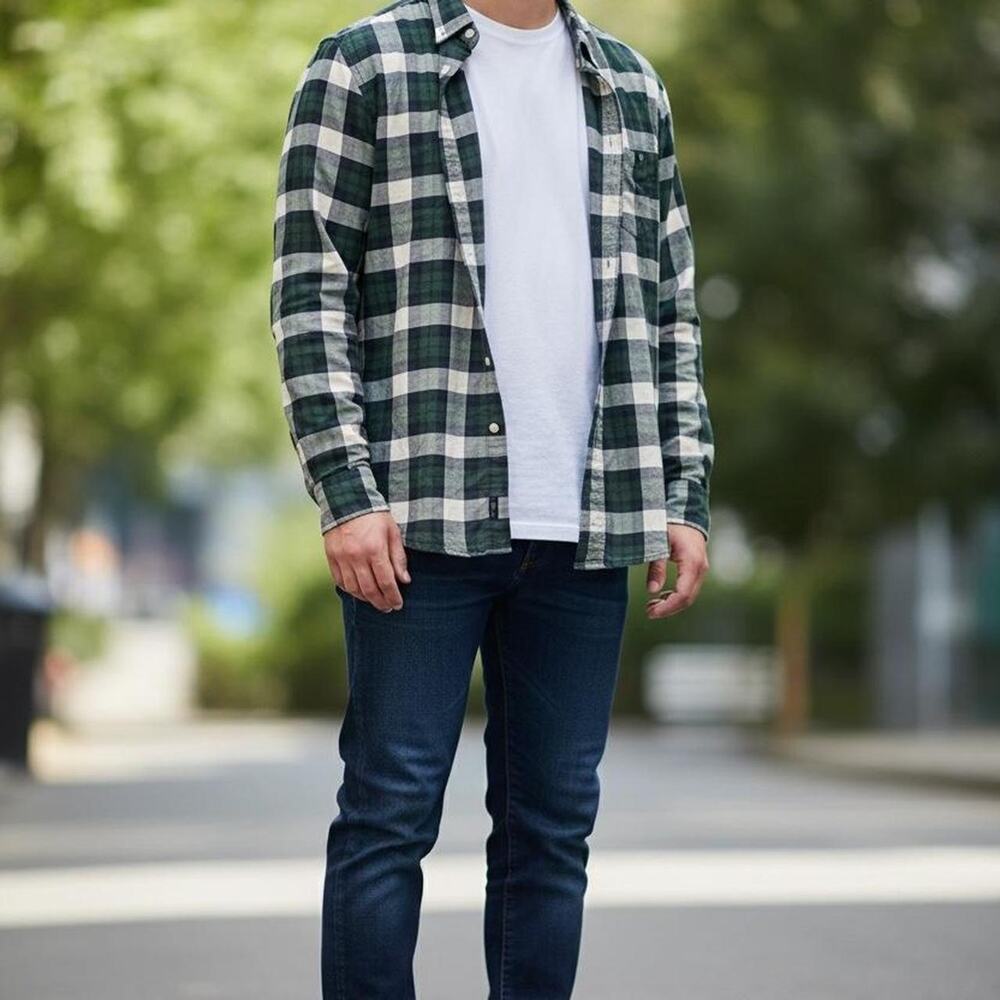 Gap green white plaid